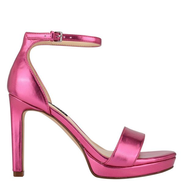 Nine West Edyn Ankle Strap Pink Heeled Sandals | South Africa 16S50-2Q83